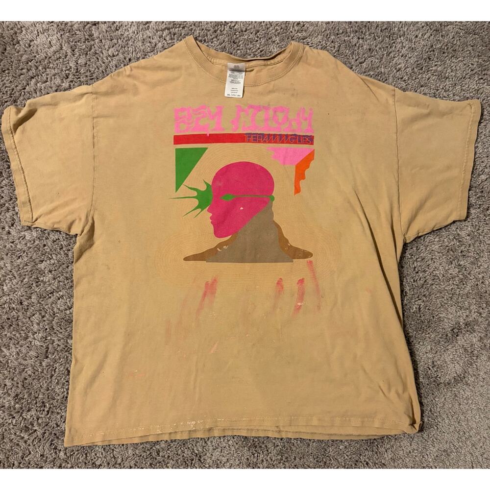 Gildan The Flaming Lips Oczy Mlody T-Shirt Men's Tan Graphic Short Sleeve - 2XL